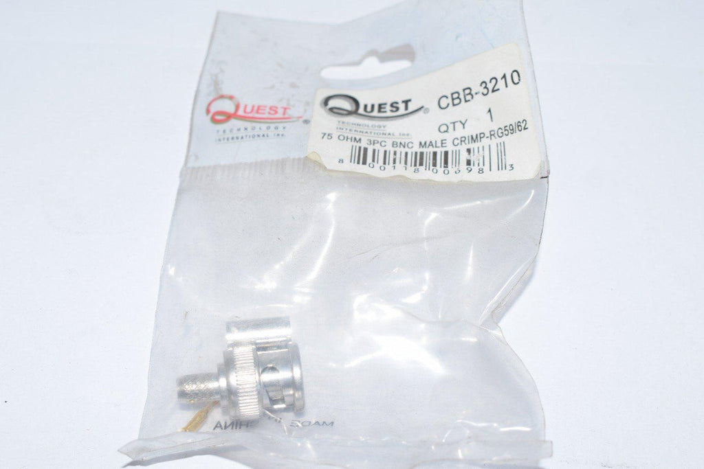 Lot of 6 NEW Quest CBB-3210 Connector, 75 Ohms, Straight, RG59/62, BNC, Male