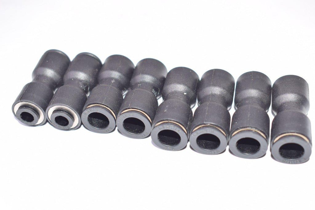 Lot of 8 NEW LEGRIS 3/8 in x 1/4 in Plastic Unequal Straight Union, Black
