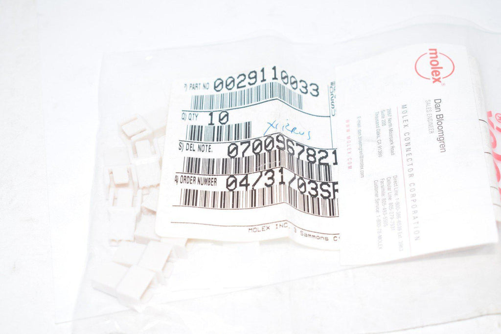 Lot of 8 NEW Molex 0029110033 3 Rectangular Connectors - Housings Plug Ivory 0.098'' (2.50mm)