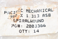 Lot of 8 NEW Pacific Mechanical .750 x 1.313 ASB Spiralwound Gaskets