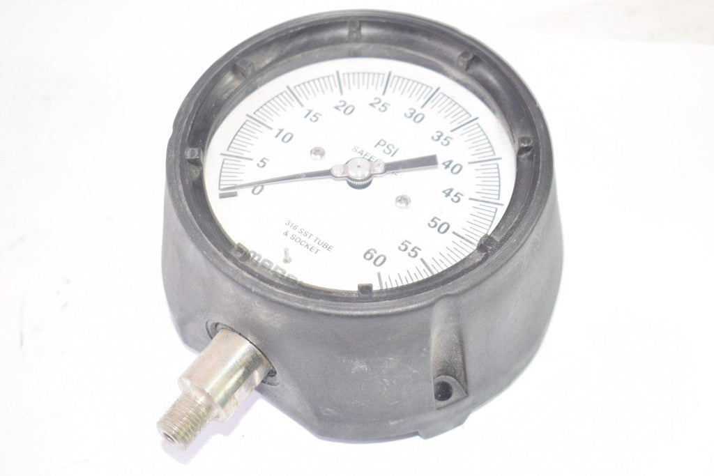 MARSH 0-60 PSI Pneumatic Pressure Gauge 5'' W 316 SST Tube & Socket
