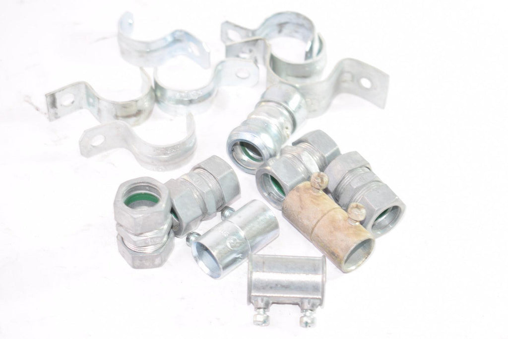 Mixed Lot of 16 Electrical Conduit Couplings, Connectors, Clamps