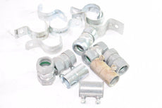 Mixed Lot of 16 Electrical Conduit Couplings, Connectors, Clamps