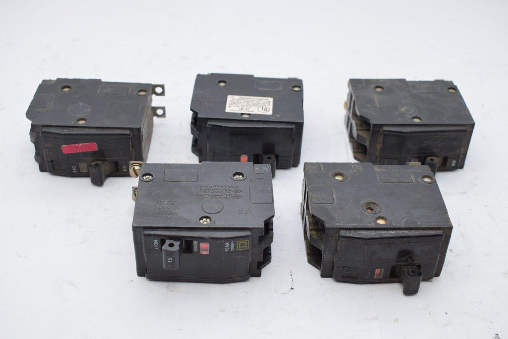 Mixed Lot of 5 Square D Circuit Breakers 120/240V 20A 15A