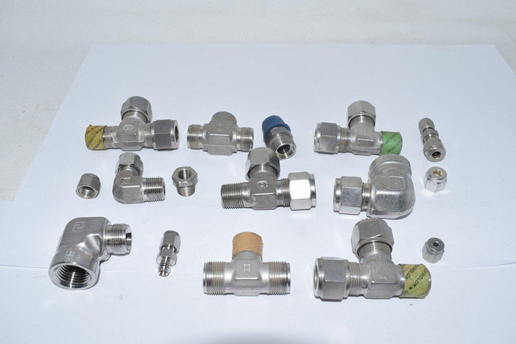 Mixed Lot of NEW Hoke Gyrolok Parker & Others 3-Way Tee Fitting 90 deg.