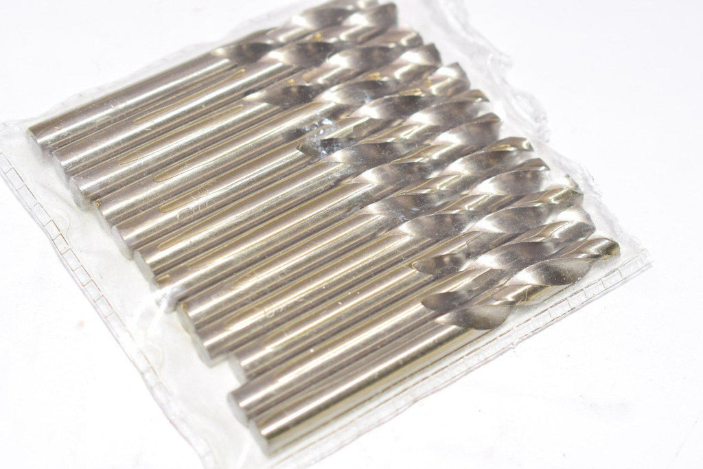 NEW 12 Piece Set of Size #10 High Speed Steel Straight Shank Twist Head Drill Bits - Bright Finish