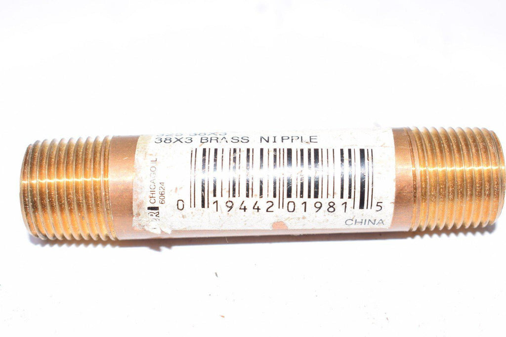 NEW 38 X 3 Brass Pipe Nipple, Plumber Pipe Fitting