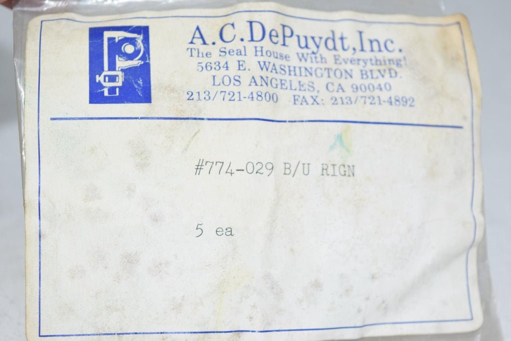 NEW A.C. DePuydt 774-029 B/U RIGN O-Rings