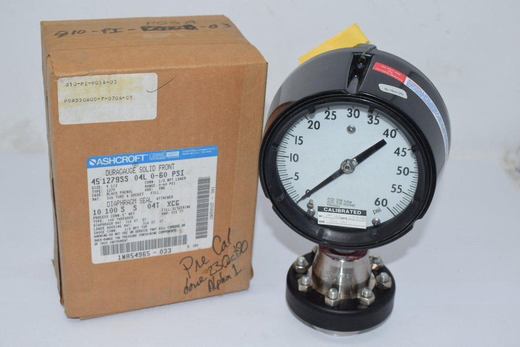 NEW Ashcroft 451279SS-04L 0-60 PSI 4-1/2'' Pressure Gauge 1/2'' NPT Lower 10100SS04TXCG