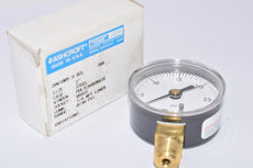NEW, Ashcroft, Pressure Gauge, 20W1005, H02L, 30#, 2'', Steel Case, Brass Socket, 1/4 NPT Lower, 0/30 PSI