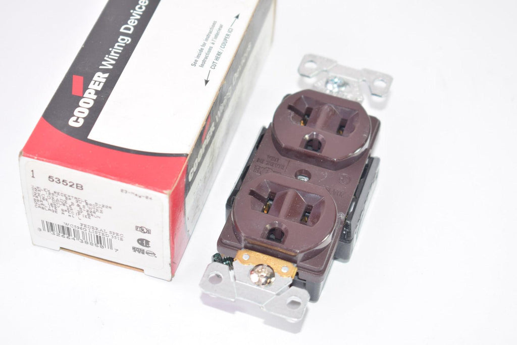 NEW Cooper Wiring Devices 5352B Duplex Receptacle 5-20R 125V 2P 3W Brown