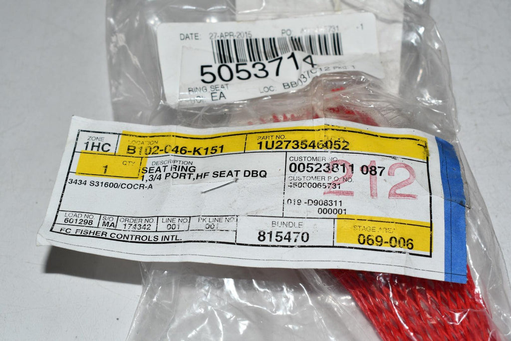 NEW Fisher 1U273546052 SEAT RING 1-3/4 Port HF Seat DBQ