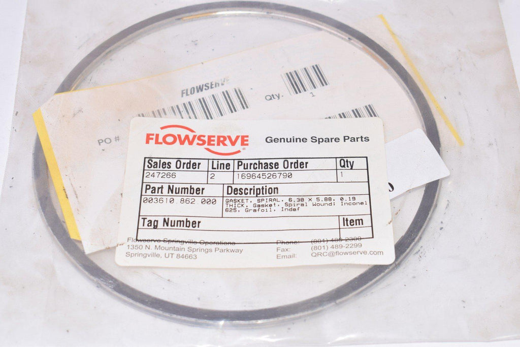 NEW Flowserve 003610.862.000, Gasket, Spiral, 6.38 x 5.88, 0.19 Thick, Valve Gasket (1)