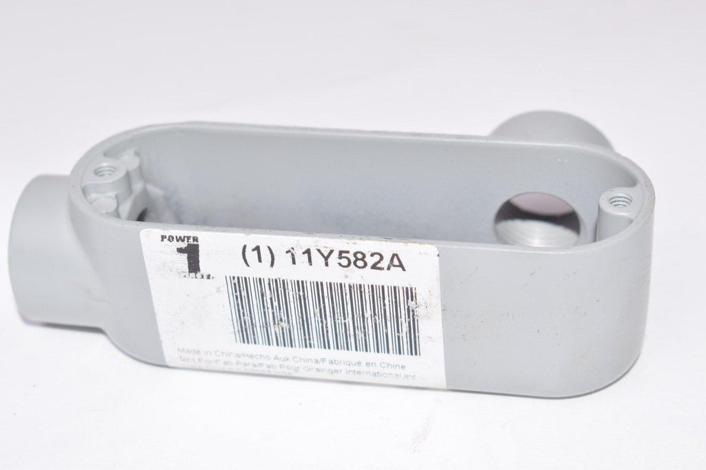 NEW GRAINGER APPROVED LR-Style 1/2'' Conduit Outlet Body, Threaded Aluminum, 4.25 cu. in, 11Y582A