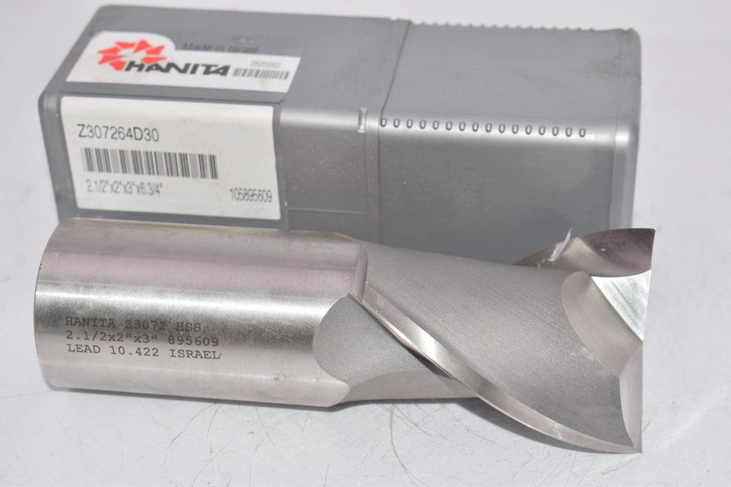 NEW HANITA Z307264D30 895609 2-1/2'' x 2'' x 3'' x 6-3/4'' Z3072 HSS 2-Flute HSS End Mill R-H
