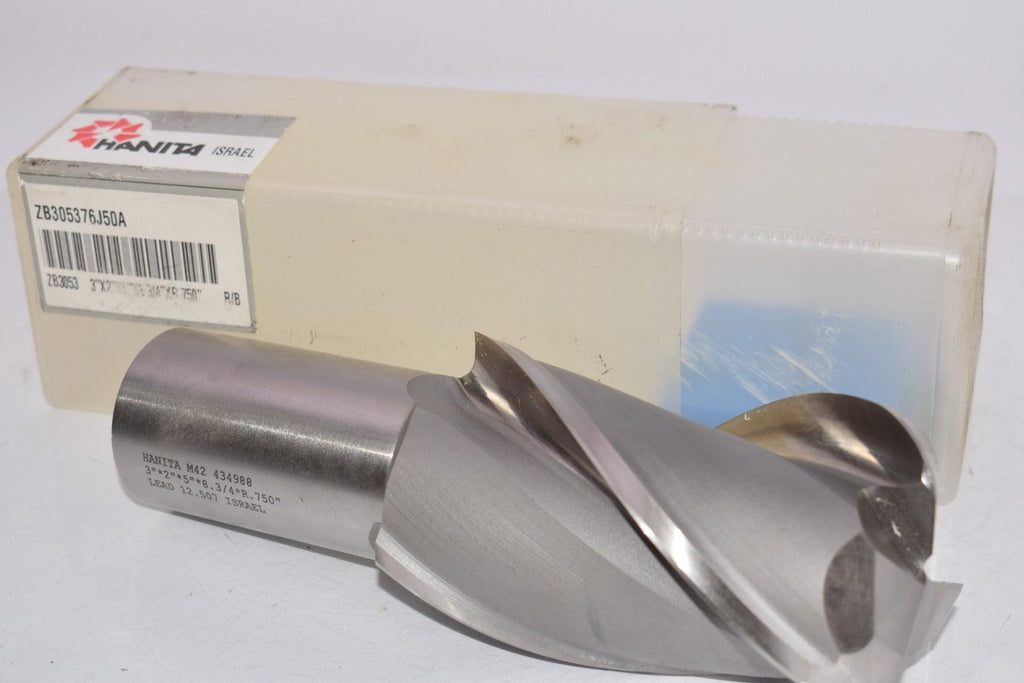NEW HANITA ZB305376J50A 434988 3'' x 2'' x 5'' x 8-3/4'' x R-.750'' R-H Finishing End Mill R/B