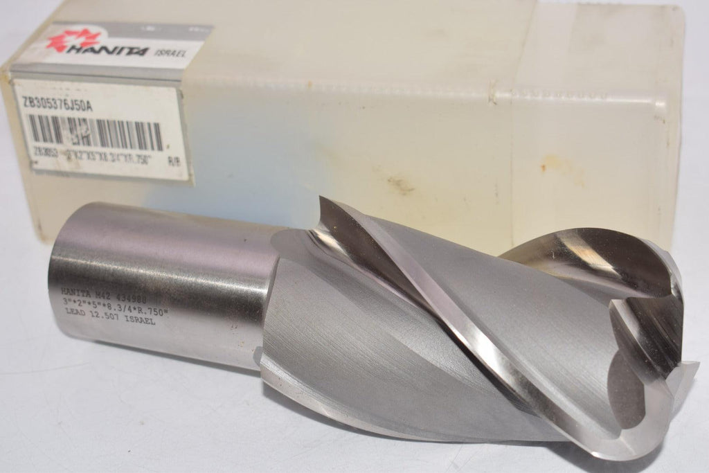 NEW HANITA ZB305376J50A 434988 3'' x 2'' x 5'' x 8-3/4'' x R-.750'' R-H Finishing End Mill