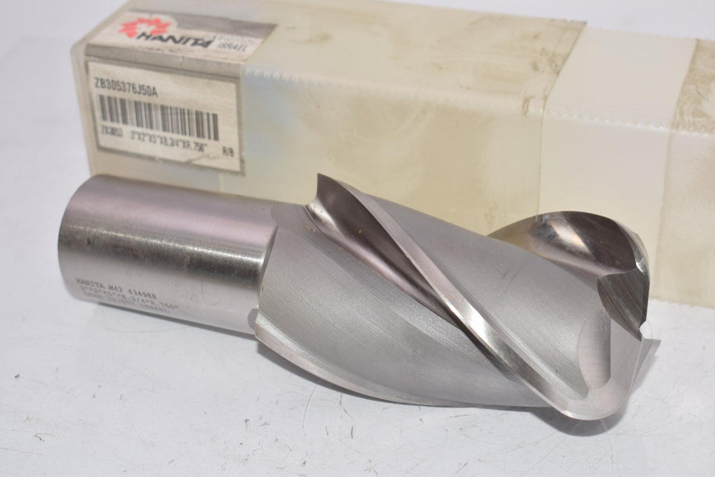 NEW HANITA ZB305376J50A 434988 3'' x 2'' x 5'' x 8-3/4'' x R-.750'' R-H M42 Finishing End Mill 3FL