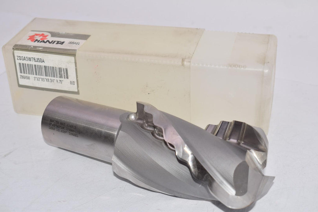 NEW HANITA ZB6A5W76J50A ZB6A5W 3'' x 2'' x 5'' x 8-3/4'' x R-.75'' R/D Crest Cut End Mill 434972 R-H
