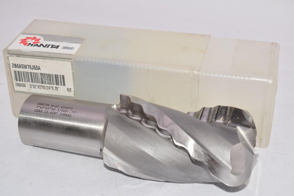 NEW HANITA ZB6A5W76J50A ZB6A5W 434973 3'' x 2'' x 5'' x 8-3/4'' x R-.75'' Crest Cut End Mill R-H R/E