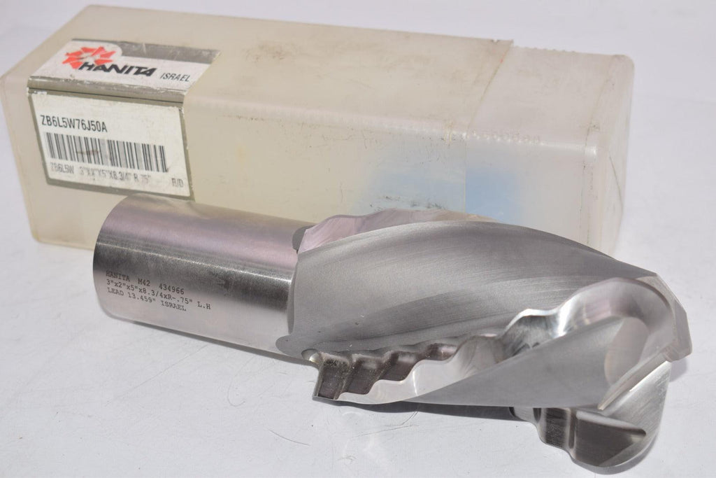 NEW HANITA ZB6L5W76J50A ZB6L5W 434966 3'' x 2'' x 5'' x 8-3/4'' x R-.75'' Crest Cut End Mill L-H R/D