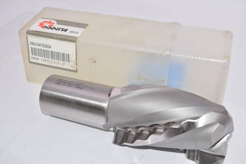 NEW HANITA ZB6L5W76J50A ZB6L5W 434967 3'' x 2'' x 5'' x 8-3/4'' x R-.75'' Crest Cut End Mill L-H R/D