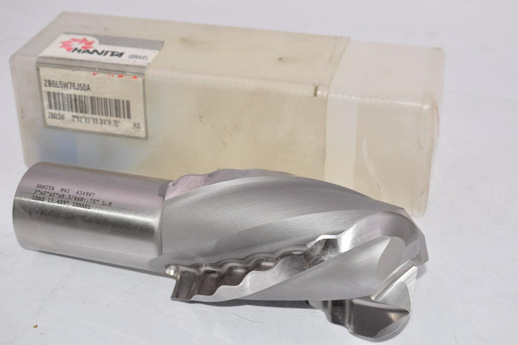 NEW HANITA ZB6L5W76J50A ZB6L5W 434967 3'' x 2'' x 5'' x 8-3/4'' x R-.75'' Crest Cut End Mill L-H R/E