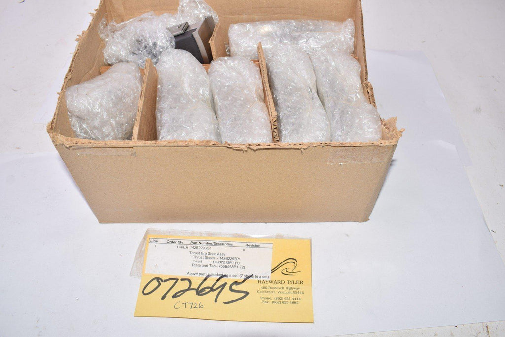 NEW Hayward Tyler, Part: 142B2293G1, Thrust Bearing Shoe Assembly, Thrust Shoe, Insert, Plate & Tab