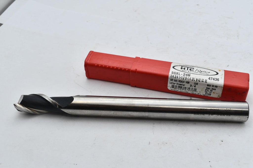 NEW HTC Quinco SGXL-24M 3/4'' Diameter 2 Flute  End Mill Cutter 47436 VAR-Reach