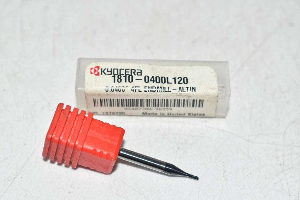 NEW KYOCERA 1810-0400L120 .0400'' Size, .120'' LOC, 4 Flute, Solid Carbide Miniature End Mill