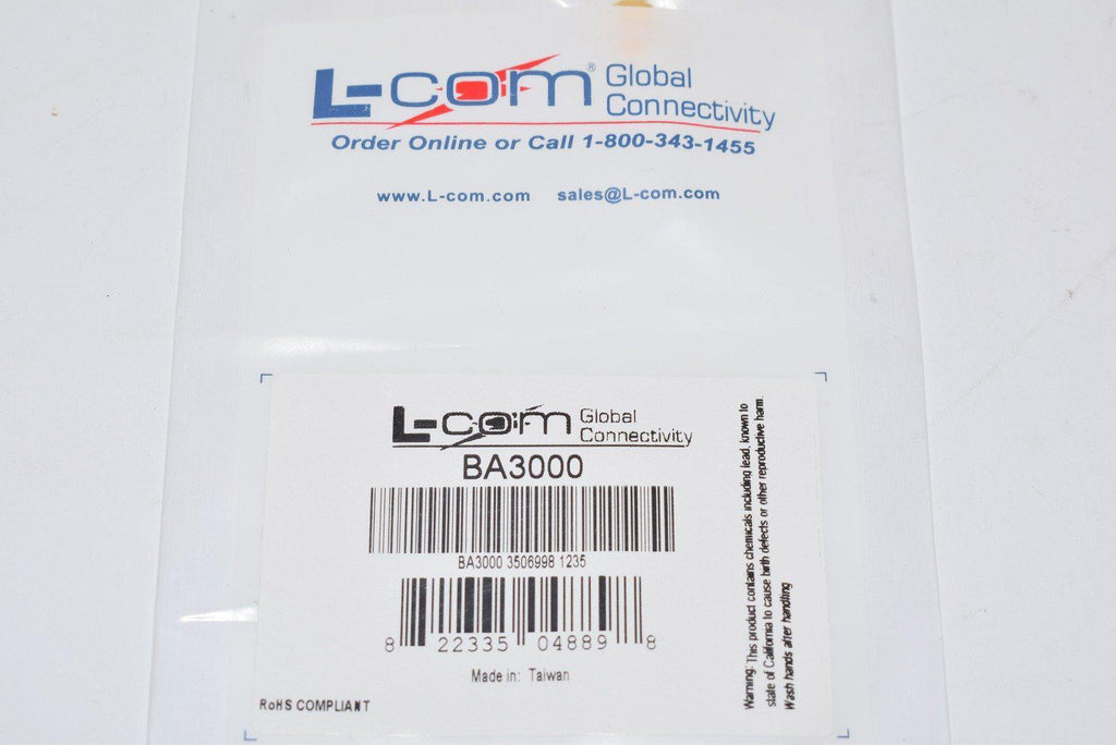 NEW L-Com BA3000 Coaxial Adapter, SMA Female / MMCX Female