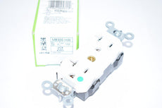 NEW Leviton M8300-HW 20 Amp, 125 Volt, Narrow Body Duplex Receptacle, Straight Blade, Hospital Grade, Self Grounding, White