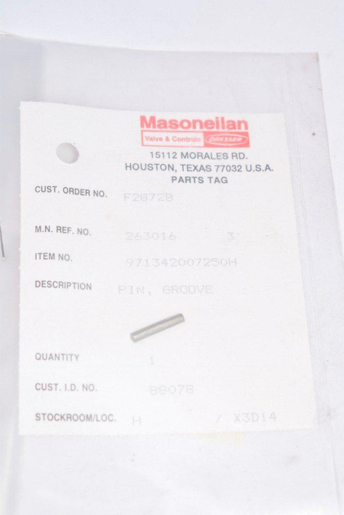 NEW Masoneilan Valve & Controls - Dresser, Part: 971342007250H Groove Pin