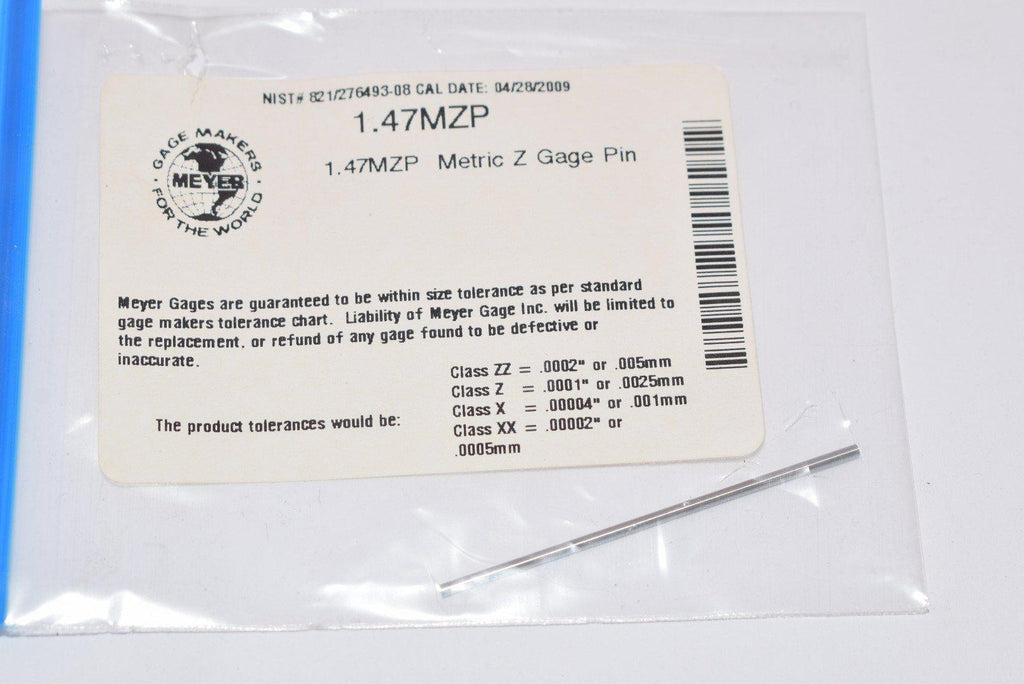 NEW Meyer Gage 1.47MZP Plus Z Pin, 1.47 mm, E52100