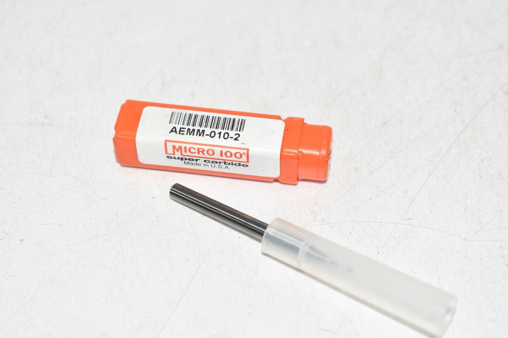 NEW Micro 100 AEMM-010-2 1mm Size, 4mm LOC, 2 Flute, Solid Carbide 2 Flute Finishing End Mill