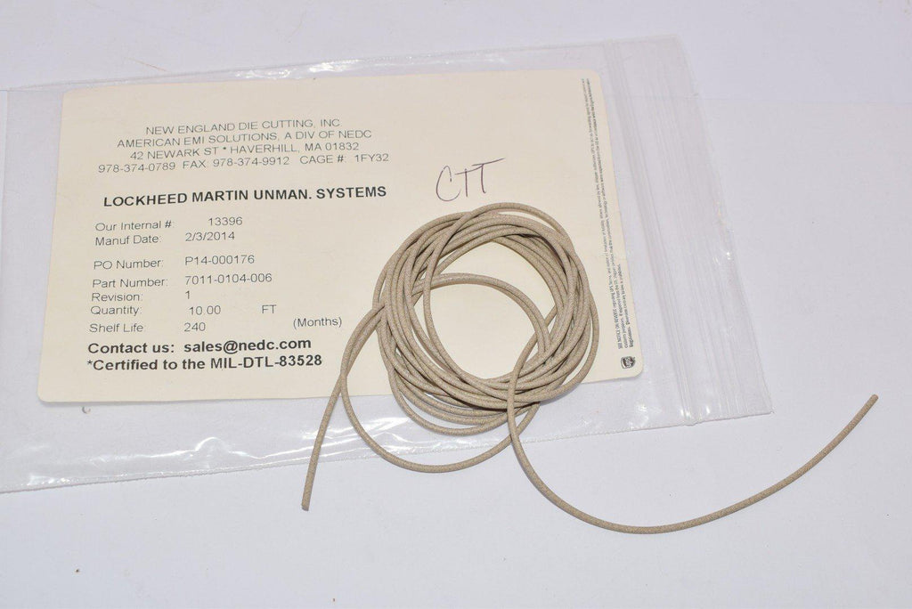 NEW NEDC 7011-0104-006 10 Ft Solid o-strip 10 ft Fluorosilicone