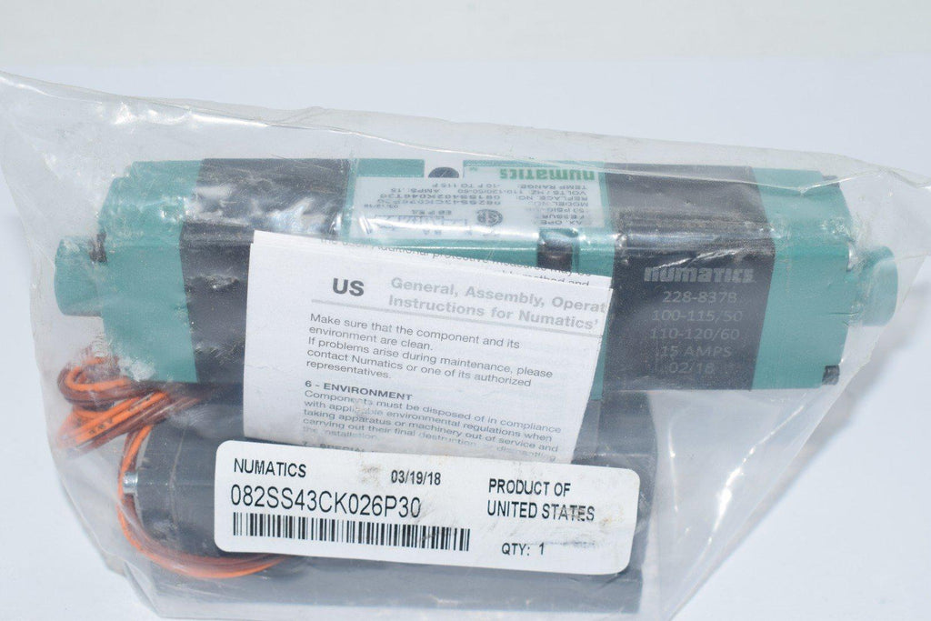 NEW Numatics 082SS43CK026P30 150psi 110-120v-ac 1/4in Npt Double Solenoid Valve