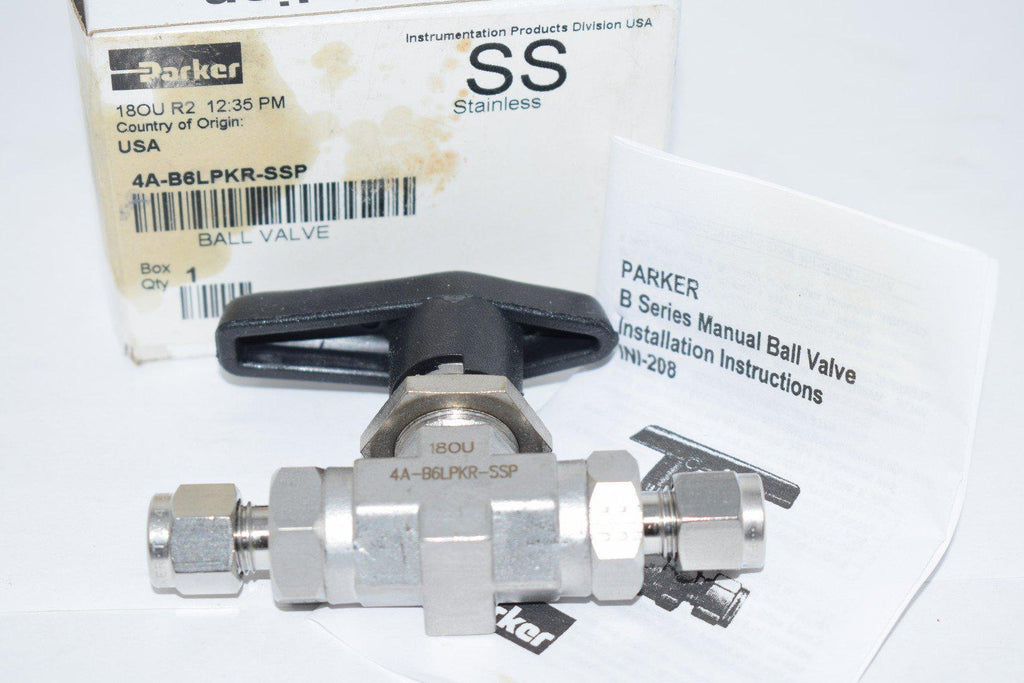 NEW Parker 4A-B6LPKR-SSP Ball Valve - Two-way - B Series