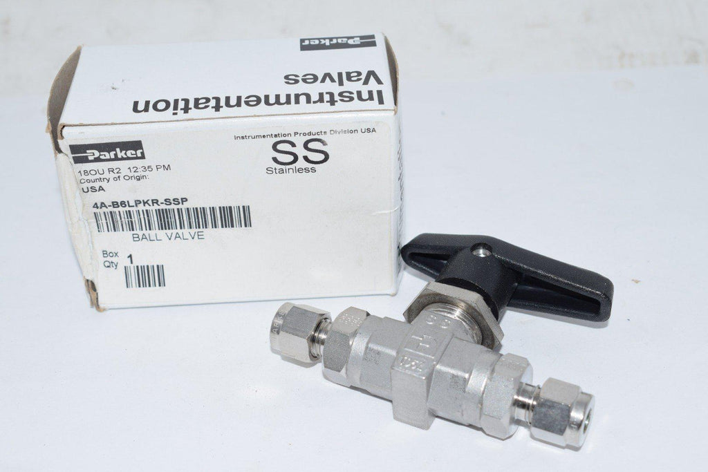 NEW Parker 4A-B6LPKR-SSP Parker Ball Valve 1/4'' x 1/4'', A-LOK Double Ferrule