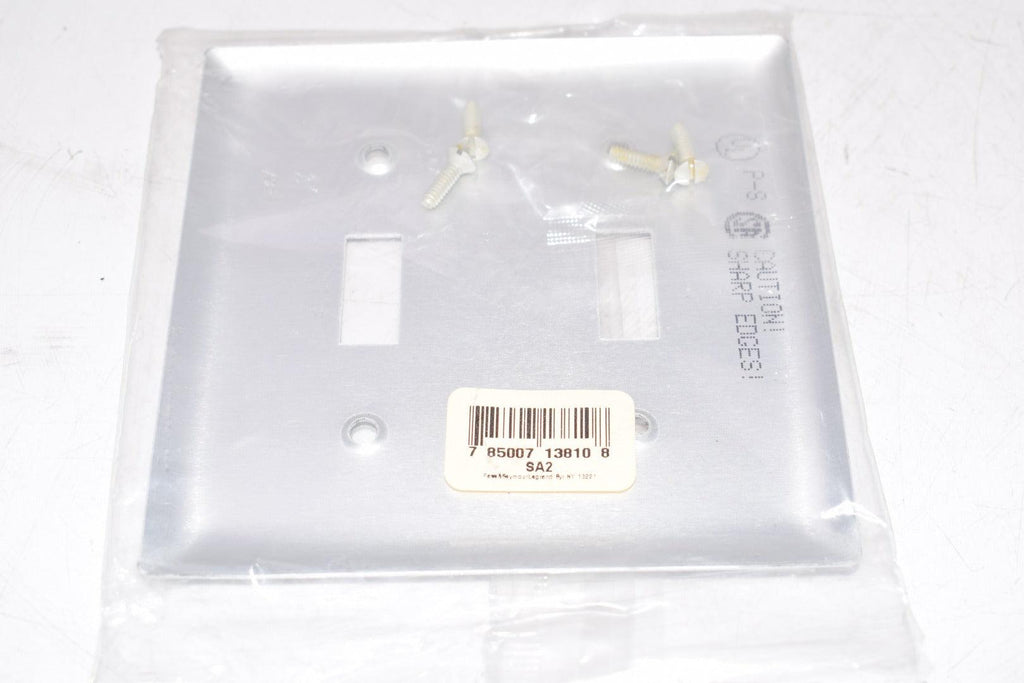 NEW PASS & SEYMOUR SMOOTH ALUMINUM 2G 2 TOGGLE WALL PLATE SA2