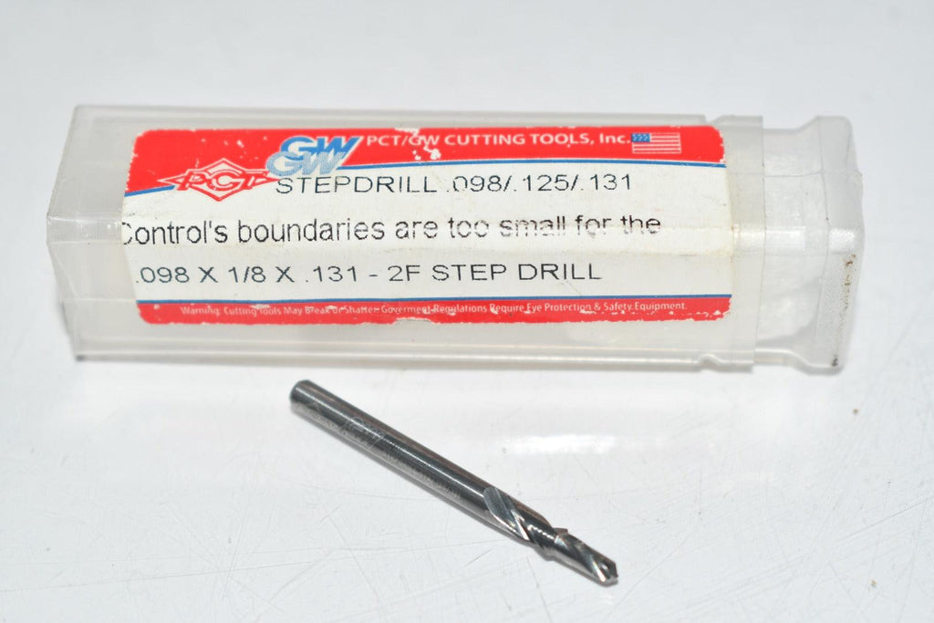 NEW PCT Precision Cutting Tools .098 x 1/8 x .131 2FL Step Drill Carbide