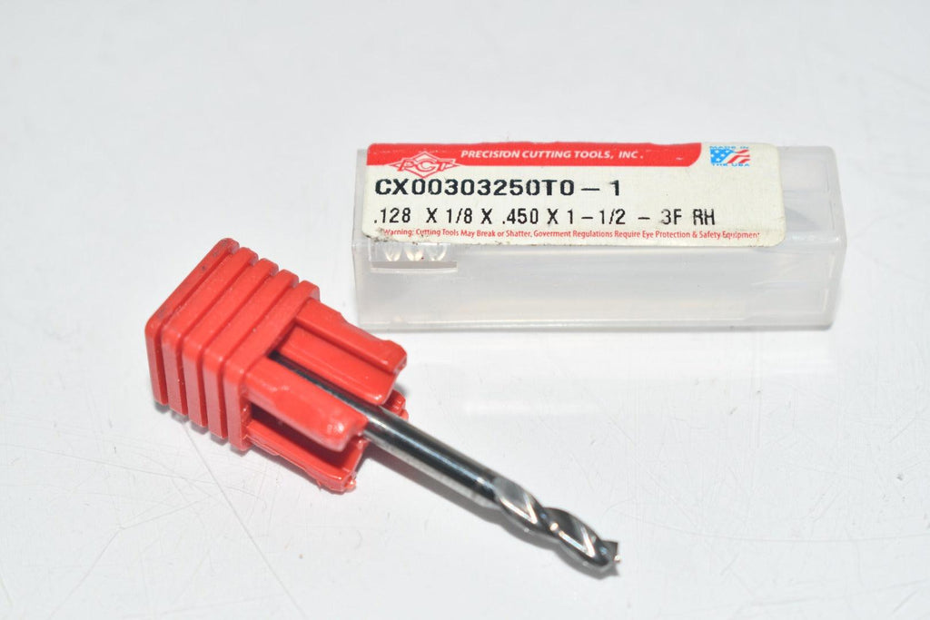 NEW PCT Precision Cutting Tools CX00303250T0-1 .128 Carbide Drill .128 x 1/8 x .450 x 1-1/2 3FL