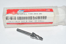 NEW Precision Cutting Tools PCT .139 x 1/8 x .203 x .264 2FL Carbide Step Drill