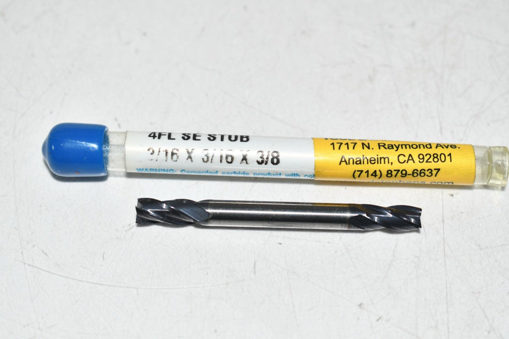 NEW Procarb 014 TiALN 4FL SE Stub Double End Mill 3/16 x 3/16 x 3/8