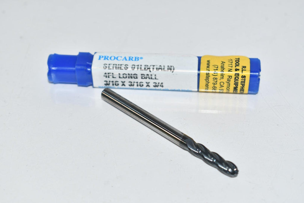 NEW Procarb 01LB TiALN 4FL Long Ball Carbide End Mill 3/16 x 3/16 x 3/4