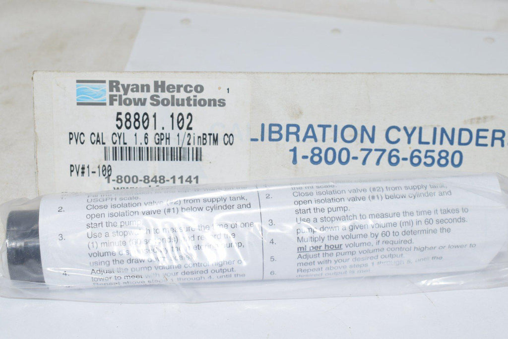 NEW Ryan Herco 58801.102 METERING PUMP CALIBRATION CYLINDER 1.6 GPH 1/2''