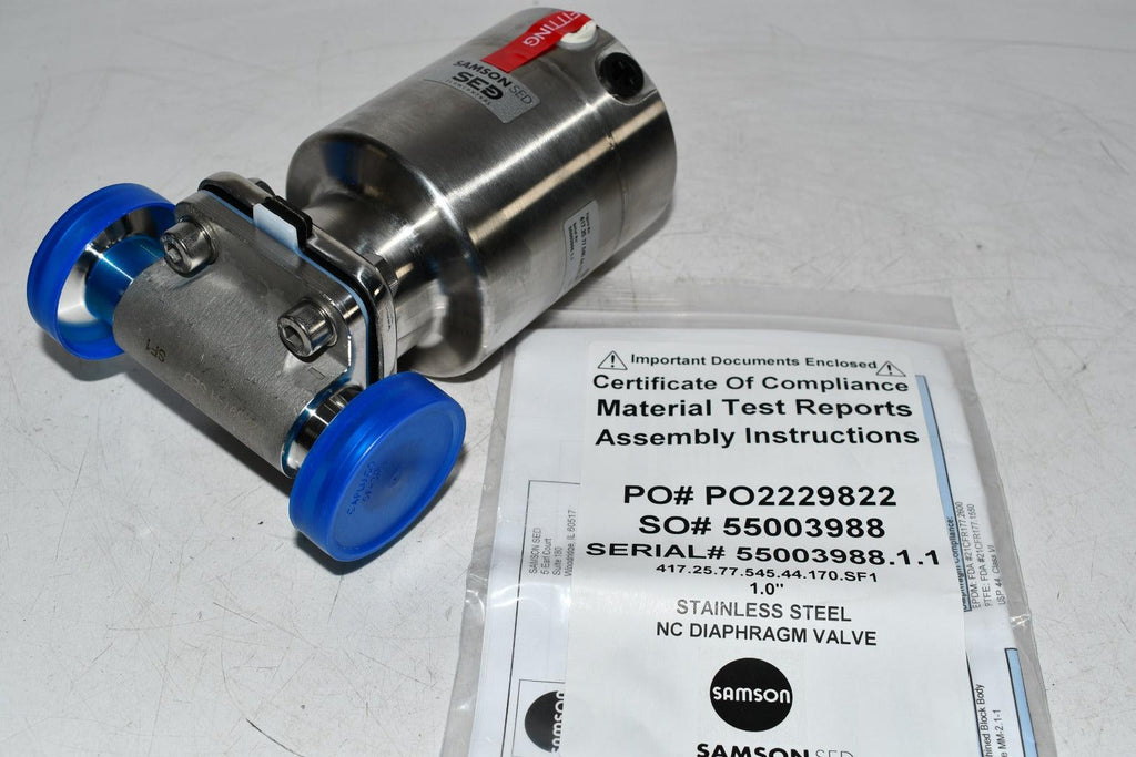 NEW Samson SED 417.25.77.545.44.170.SF1 Stainless Steel 1'' NC Diaphragm Valve