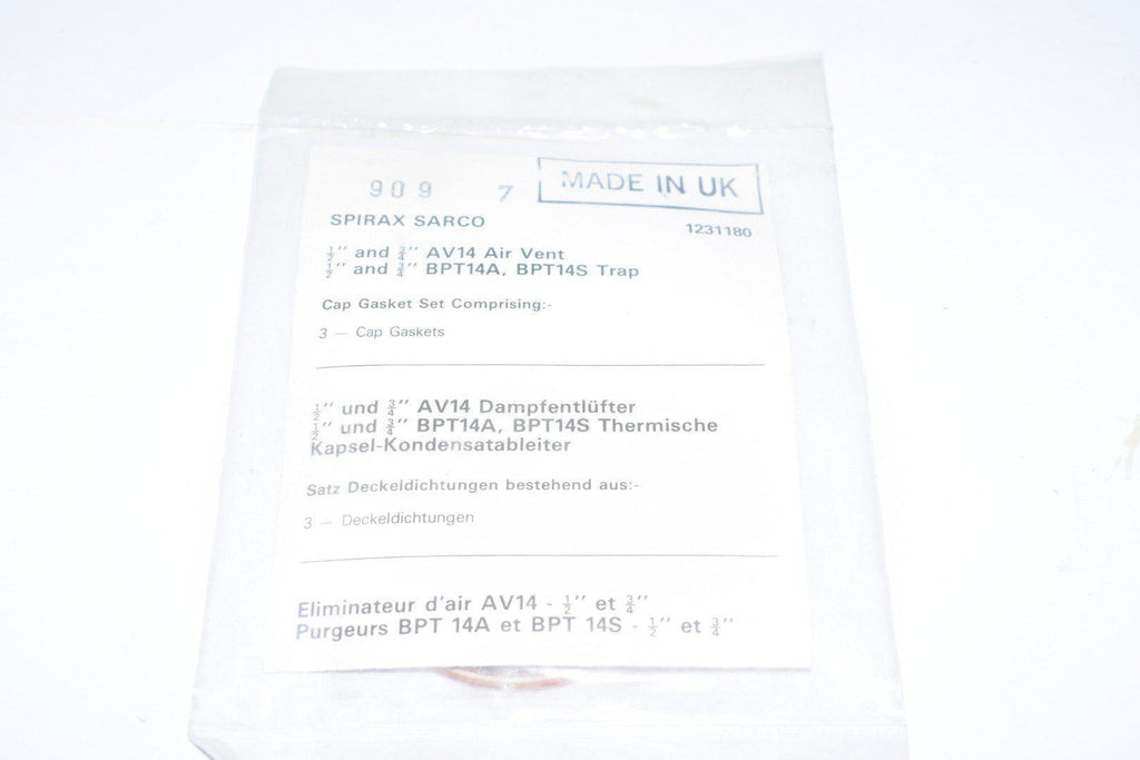 NEW Spirax Sarco 1231180 Cap Gaskets 1/2-3/4'' AV14 BPT14A BPT14S Trap
