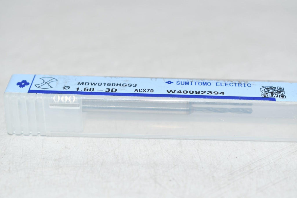NEW Sumitomo MDW0160HGS3 1.6mm, 135 Degree Drill Point Angle, Solid Carbide Drill Bit