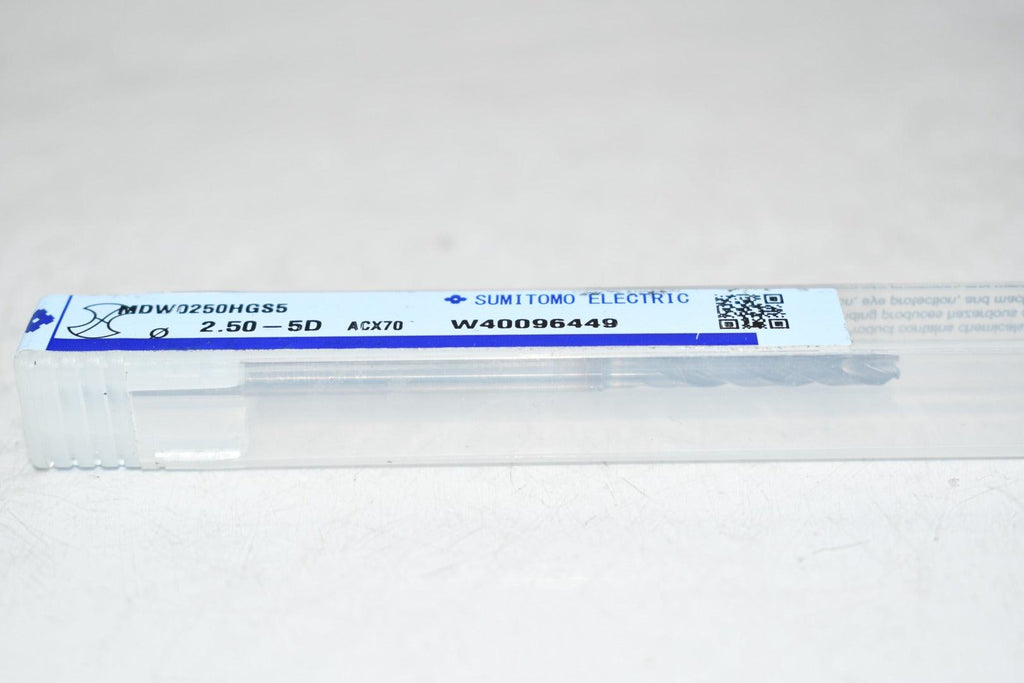 NEW Sumitomo MDW0250HGS5 5V00137, 2.5mm Coolant Through Solid Carbide Drill